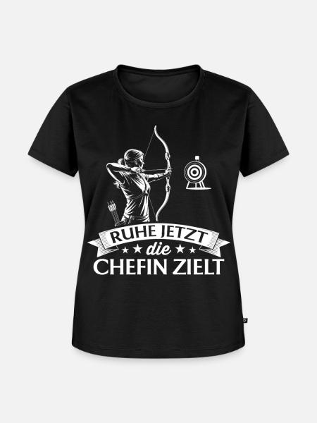 Bogenschießen die Chefin zielt - Bogenschützin - Frauen Premium Bio T-Shirt - Schwarz