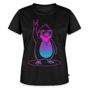 Cooler Rock Pinguin mit Sonnenbrille - Frauen Premium Bio T-Shirt - Schwarz - Vorne - Selfina (174cm)