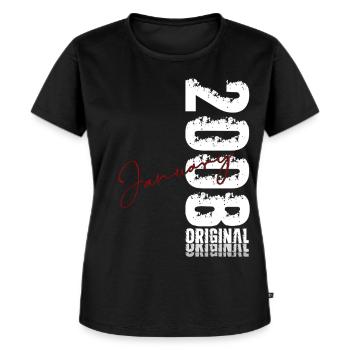 18. Geburtstag Original Januar Jahrgang 2008  - Frauen Premium Bio T-Shirt - Schwarz - Vorne - Selfina (174cm)