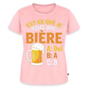 Möchte ich ein Bier? Witz Beauf Alkohol Humor - Frauen Premium Bio T-Shirt - Rosa - Vorne - AI Model Female 172 dark (172cm)