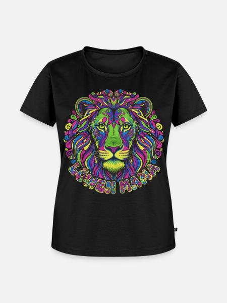 Löwen Mama Mandala Psychedelisch - Frauen Premium Bio T-Shirt - Schwarz