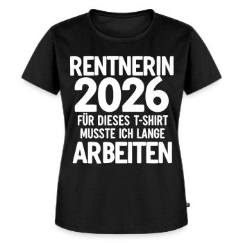 Rentnerin 2026 - Frauen Premium Bio T-Shirt - Schwarz - Vorne - Selfina (174cm)