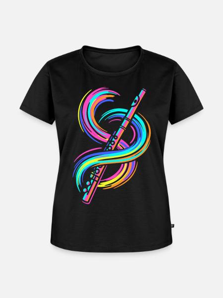 Bunte Flöte - Frauen Premium Bio T-Shirt - Schwarz