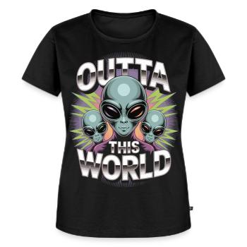 Outta This World Alien Shirt – 90s Style - Women's Premium Organic T-shirt - black - Front - Selfina (174cm)