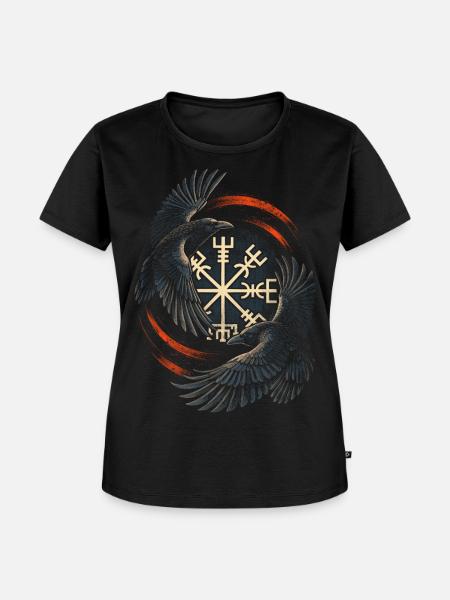 Skandinavisch Wikinger Raben - Frauen Premium Bio T-Shirt - Schwarz