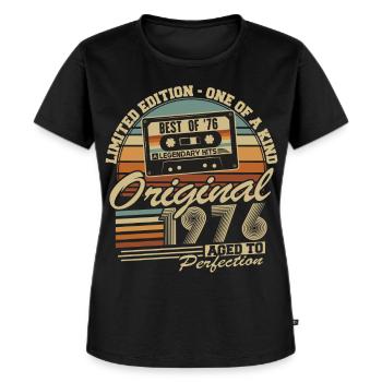 Original 1976 Jahrgang Vintage Geburtstag Retro - Frauen Premium Bio T-Shirt - Schwarz - Vorne - Selfina (174cm)