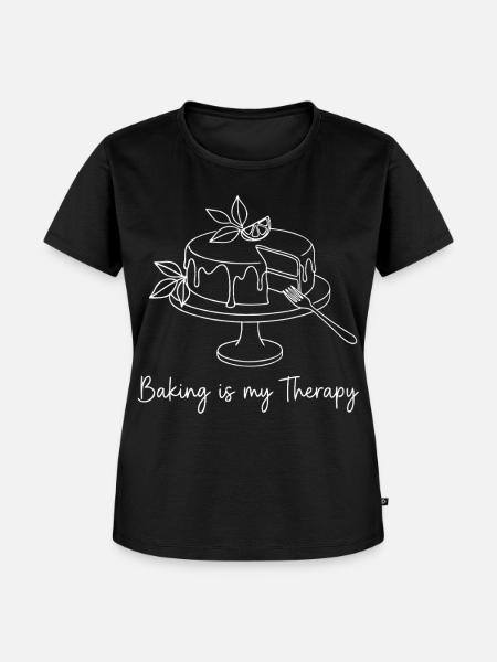 Backen Ist Meine Therapie - Frauen Premium Bio T-Shirt - Schwarz