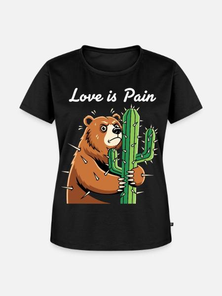 Bär Kaktus - Frauen Premium Bio T-Shirt - Schwarz