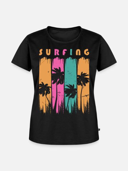 Surf Surfen Surfer - Frauen Premium Bio T-Shirt - Schwarz