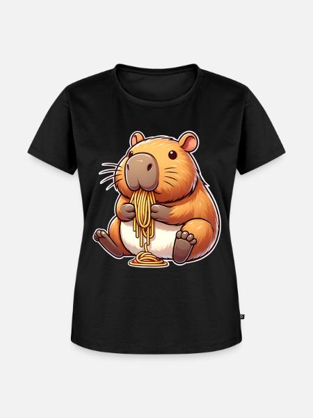 Capybara Pasta - Frauen Premium Bio T-Shirt - Schwarz