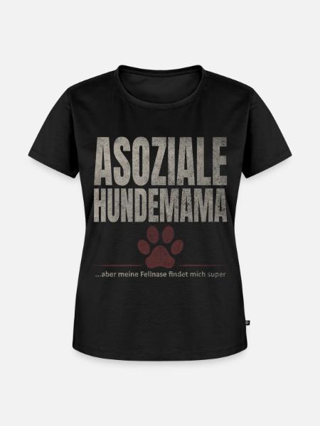 Asoziale Hundemama Fellnase - Frauen Premium Bio T-Shirt - Schwarz