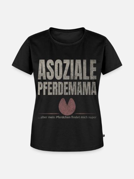Asoziale Pferdemama Pferdchen - Frauen Premium Bio T-Shirt - Schwarz