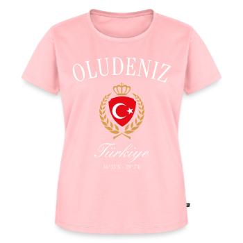 Ölüdeniz Türkei Wappen Krone – Reise Souvenir - Frauen Premium Bio T-Shirt - Rosa - Vorne - AI Model Female 172 dark (172cm)