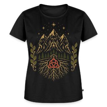 Wurzeln des Triglav-Gebirges - Frauen Premium Bio T-Shirt - Schwarz - Vorne - Selfina (174cm)