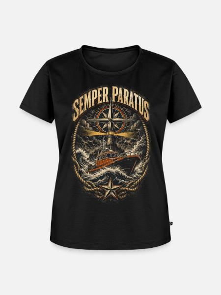 Küstenwache Rettungsschwimmer Semper Partus - Frauen Premium Bio T-Shirt - Schwarz