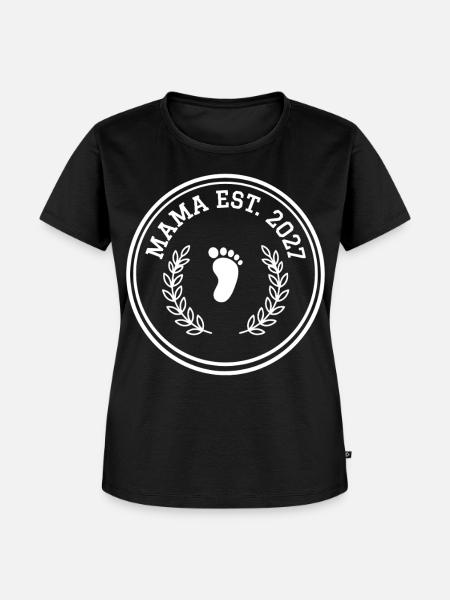 Mama 2027 Babyfuß Kranz - Frauen Premium Bio T-Shirt - Schwarz