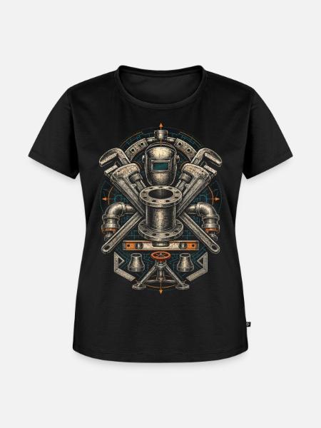 Rohrleger Rohrleitungsbauer - Frauen Premium Bio T-Shirt - Schwarz