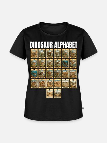 Dinosaurier-Alphabet Dino Lover Kinder Jungs - Frauen Premium Bio T-Shirt - Schwarz