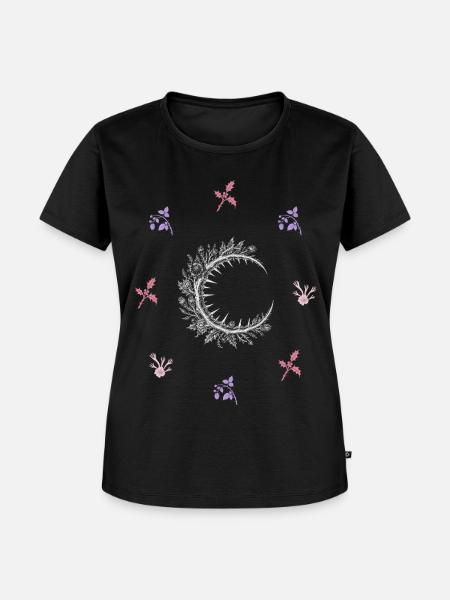 Dornenmond & Stechpalme - Dark Botanical - Frauen Premium Bio T-Shirt - Schwarz