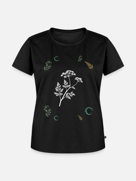 Doldenblume & Beerenranke - Botanische Kunst - Frauen Premium Bio T-Shirt - Schwarz