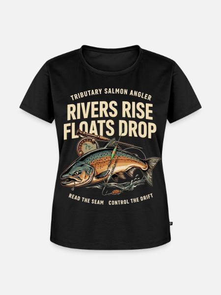 Flussforelle Angler-Design - Frauen Premium Bio T-Shirt - Schwarz