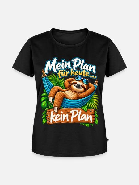 Mein Plan für heute – Faultier - Frauen Premium Bio T-Shirt - Schwarz