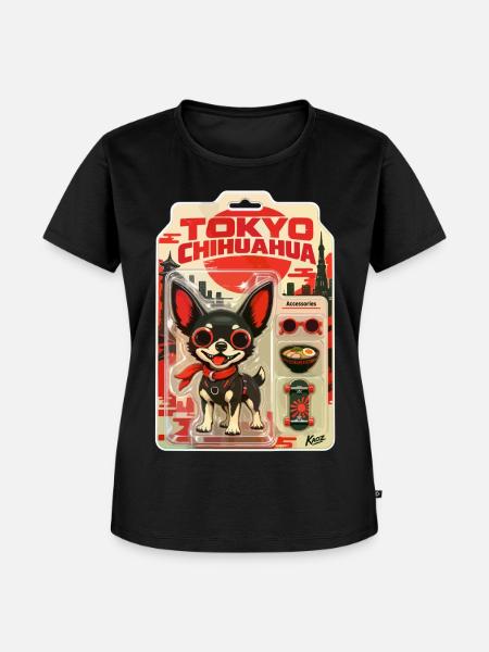 Tokyo Chihuahua Retro-Skyline - Frauen Premium Bio T-Shirt - Schwarz