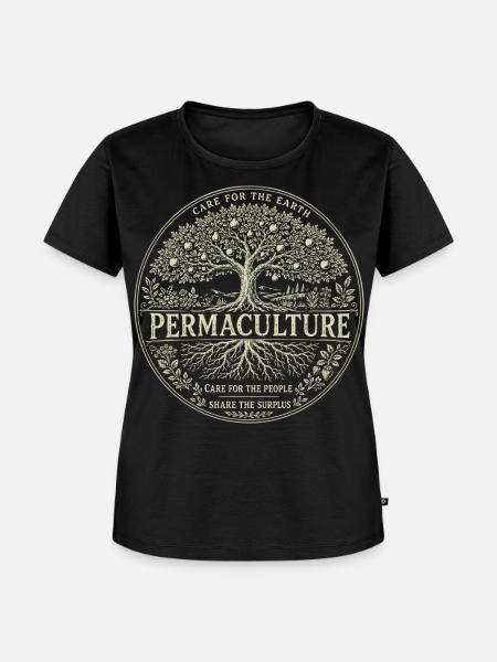 Permakulturbaum des Lebens - Frauen Premium Bio T-Shirt - Schwarz