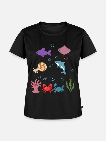 Fisch Unterwasser Kinder Rochen Nautilus - Frauen Premium Bio T-Shirt - Schwarz
