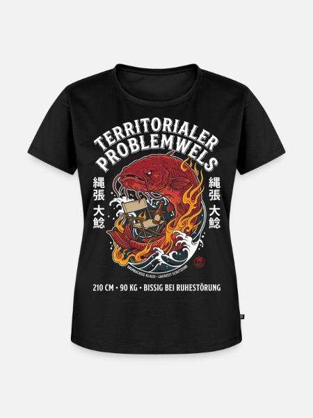 Territorialer Problemwels Angler Spruch - Frauen Premium Bio T-Shirt - Schwarz