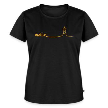 Moin Leuchtturm - Frauen Premium Bio T-Shirt - Schwarz - Vorne - Selfina (174cm)
