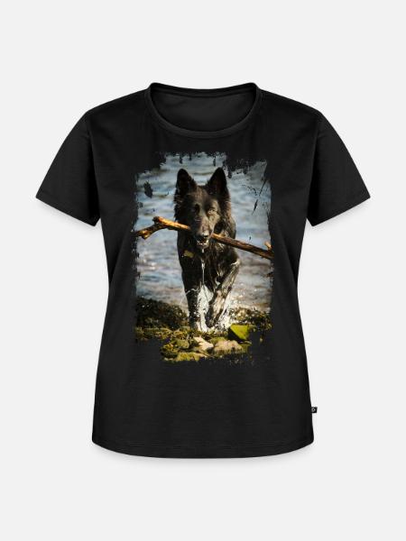 Schwarzer deutscher Schäferhund Foto - Frauen Premium Bio T-Shirt - Schwarz