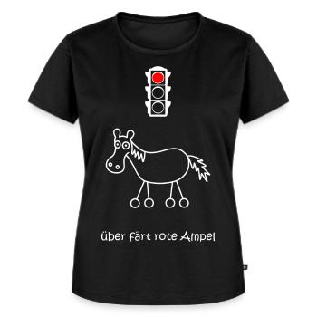 über färt rote Ampel, Autofahrer, Raser, Pferd - Frauen Premium Bio T-Shirt - Schwarz - Vorne - Selfina (174cm)