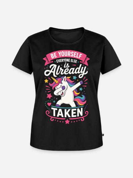 Dabbendes Einhorn – Be Yourself - Frauen Premium Bio T-Shirt - Schwarz