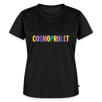 CosmoProlet Pink Yellow Blue - Frauen Premium Bio T-Shirt - Schwarz - Vorne - Selfina (174cm)