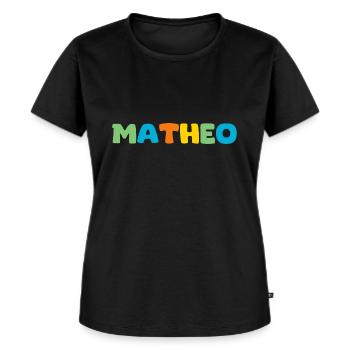 Name - Matheo - Frauen Premium Bio T-Shirt - Schwarz - Vorne - Selfina (174cm)
