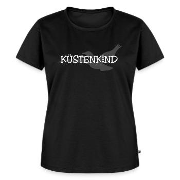 Kind der Küste, Ostfriesland mit Leuchtturm - Frauen Premium Bio T-Shirt - Schwarz - Vorne - Selfina (174cm)