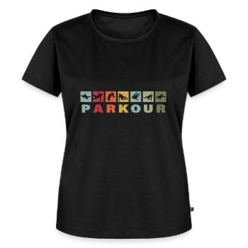 Parkour vintage rétro silhouette - T-shirt Premium bio Femme - noir - Devant - Selfina (174cm)
