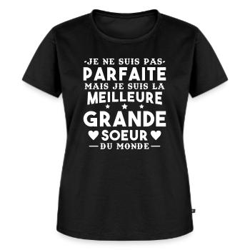 Je suis la meilleure grande soeur du monde - T-shirt Premium bio Femme - noir - Devant - Selfina (174cm)