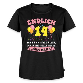 Endlich 14 - Ich kann jetzt alles - 14. Geburtstag - Frauen Premium Bio T-Shirt - Schwarz - Vorne - Selfina (174cm)