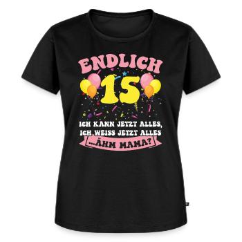 Endlich 15 - Ich kann jetzt alles - 15. Geburtstag - Frauen Premium Bio T-Shirt - Schwarz - Vorne - Selfina (174cm)