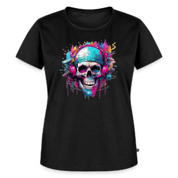 Crâne DJ - T-shirt Premium bio Femme - noir - Devant - Selfina (174cm)