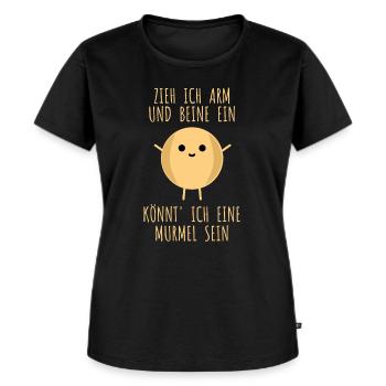 Spruch für vollschlanke kräftige mollige Menschen - Frauen Premium Bio T-Shirt - Schwarz - Vorne - Selfina (174cm)