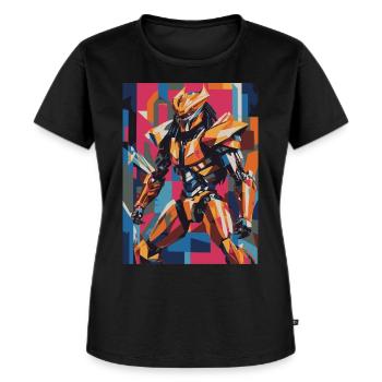 robot 04 - Frauen Premium Bio T-Shirt - Schwarz - Vorne - Selfina (174cm)