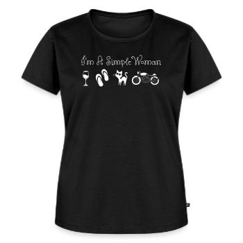 Simple Woman Frau Wein Katze Motorrad Geschenk - Frauen Premium Bio T-Shirt - Schwarz - Vorne - Selfina (174cm)