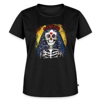 Santa Muerte oder Heiliger mexikanischer Tod - Frauen Premium Bio T-Shirt - Schwarz - Vorne - Selfina (174cm)
