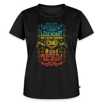 Vintage Legendary - Aged perfectly 58th birthday - Women's Premium Organic T-shirt - black - Front - Selfina (174cm)