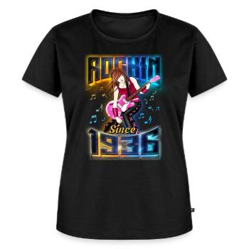 Rockin Since 1936 Rockmusik Fan 86. Geburtstag - Frauen Premium Bio T-Shirt - Schwarz - Vorne - Selfina (174cm)