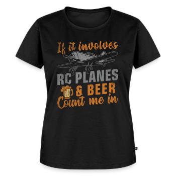 S’il s’agit d’avions RC et de bière, comptez sur moi - T-shirt Premium bio Femme - noir - Devant - Selfina (174cm)
