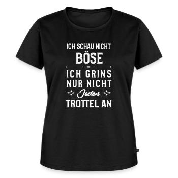 Ich schaue nicht böse ich grins nur nicht jeden - Frauen Premium Bio T-Shirt - Schwarz - Vorne - Selfina (174cm)